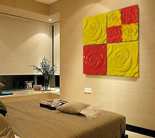 pu 3D زخرفيّ جدار لوح أحمر/أصفر وردة 600mm * 600mm